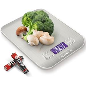 PORTENTUM Bilancia da cucina con display LCD, acciaio inossidabile, bilancia multifunzione per alimenti 5 kg/11 libbre, blu