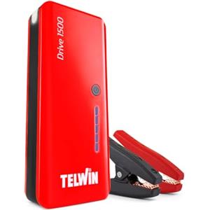 Telwin Drive 1500 Avviatore Booster Multifunzione 12V per Auto Moto Barche, 1500A + Powerbank