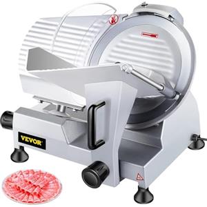 VEVOR Affettatrice Commerciale, Affettatrice Elettrica Gastronomi 240W, Elettrica per Alimenti con Lama in Acciaio al Carbonio da 10 pollici, 350-400 Giri/min, Spessore