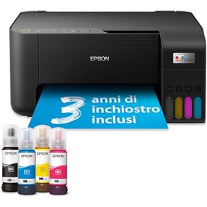 Epson EcoTank ET-2862 Stampante Multifunzione 3-in-1 A4, Serbatoi Ricaricabili Alta Capacità, 4 Flaconi Inclusi pari a 4500pag B/N 7500pag Colore, Display LCD USB Wi-Fi/Direct Fronte/retro, Nero