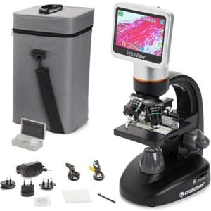 Celestron 44347 TetraView LCD Microscopio digitale touchscreen, Ingrandimento 40x-400x, Nero/Argento