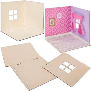 Baker Ross FN255 Kit stanza in legno mini casa delle bambole - Confezione da 1, Kit casa delle bambole per bambini, kit di costruzione artigianale