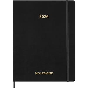Moleskine Essential Planner 2025-2026, Agenda Settimanale Verticale 15 Mesi Con Slot Orari Giornalieri, Copertina Flessibile, Colore Nero, Formato XXL 23,5x28,14