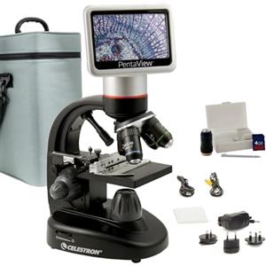 Celestron 44348 PentaView LCD Microscopio digitale, Ingrandimento 40x-60x, Nero/Argento