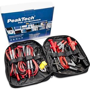 Peaktech P 8200 - Set di Accessori di Misurazione per Multimetro Digitale, Cavi di Prova, Cavi da Laboratorio, Clip a Coccodrillo - 14 Pezzi, Borsa Inclusa