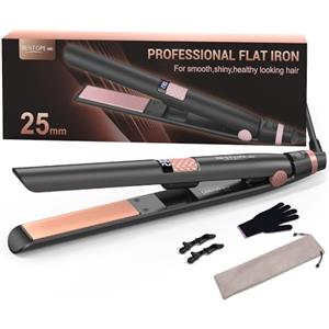 BESTOPE MIX Piastra per Capelli, 25MM Piastra Capelli 2 in 1 Rivestimento Ceramico Display LCD, Piastre per capelli Riscaldamento ultra rapido per capelli spessi, crespi e lunghi, Piastra 80-230°C