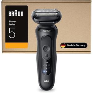 Braun Serie 5 Rasoio Elettrico Barba, Wet&Dry, Regolabarba Uomo, Rasoio Barba, 50 min Di Utilizzo, Senza Fili, 100% Impermeabile, Regolabarba Braun, 52-N1000SI, Nero