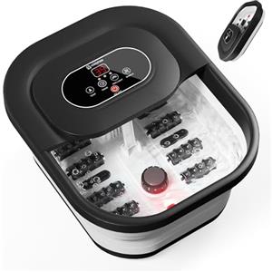 COMFIER Pediluvio Massaggiatore Pedi con Funzione di Riscaldamento, Funzione di Bolle, Vibrazione, Controllo della Temperatura, Pietra Pomice per Pedicure, Timer Intelligente, Regali per Uomini (Nero)
