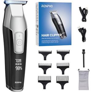 RENPHO Tagliacapelli Uomo Professionale, Regolabarba Uomo con Lame Affilate, Display LED Macchinetta per Capelli, Motore Potente con Velocità Regolabile, Ampia Gamma di Accessori