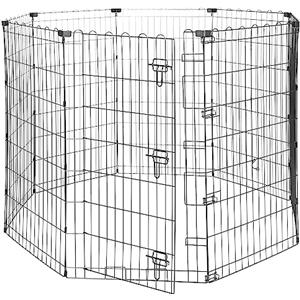 Amazon Basics Recinto per Cani Da Interno, Ottagonale Pieghevole in Metallo, per Cani e Animali Domestici, 107 cm di altezza, Nero