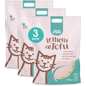 Best Friend - lettiera per gatti al tofu da 5,5 l Agglomerante e Vegetale. Fino a 30 giorni di utilizzo. Si smaltisce nell'organico o nel wc. Sabbia gatti anti odore Classica, 3 pezzi