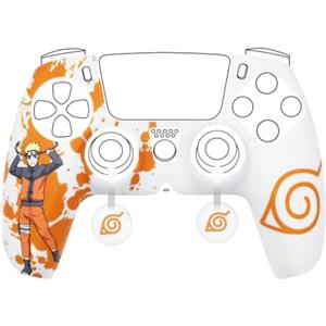Konix Naruto Shippuden Custodia di protezione per controller DualSense di PS5 - Silicone - Supporti per pollici - Design Konoha, Naruto - Bianco