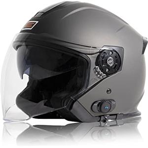 ORIGINE Casco Moto Jet Bluetooth Omologato ECE con Doppia Visiera