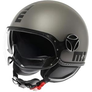 MOMO Design MOMODESIGN - FGTR EVO E2206, Casco Jet con Visiera Parasole, Casco Aperto per Moto e Scooter, per Uomo e Donna, Titanio Opaco/Nero, XS
