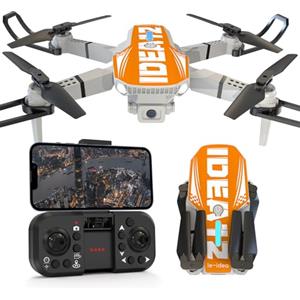 LE-IDEA Pieghevole Drone con Telecamera 1080P per Adulti, IDEA12 Mini Drone con Doppia Telecamera, Posizionamento Flusso Ottico, Modalità Senza Testa, RC Quadcopter per Principianti Adulti (Arancione)