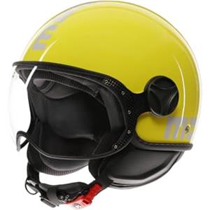 MOMO Design MOMODESIGN - FGTR CLASSIC E2206, Casco Moto Jet, Casco Jet Omologato ECE, Casco Jet Aperto Scooter, Uomo e Donna, Leggero con Visiera, per Uomo e Donna, Candy Giallo/Bianco, S
