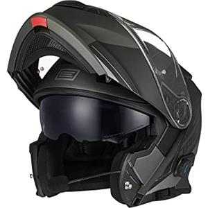 ORIGINE Casco Moto Modulare Bluetooth Omologato ECE Voice Dial Casco Moto Chiamata Vivavoce (SPIKE BLACK TITANIUM,M)