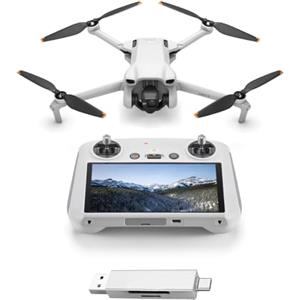 DJI Mini 3 (con DJI RC) Bundle- Mini Drone con Fotocamera Leggero e Pieghevole con Video in 4K HDR, Autonomia di 38 Minuti, C0 (Lettore di schede)