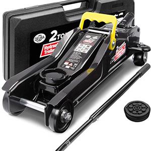 DEUBA® Cric idraulico per Auto 2 Tonnellate Altezza di Sollevamento 85-330 mm incl. Valigetta incl. Cuscinetto in Gomma Nero