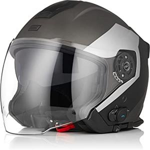 ORIGINE Casco Moto Jet Bluetooth Omologato ECE con Doppia Visiera