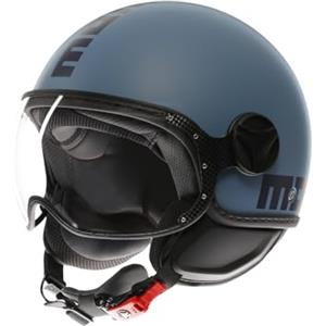 MOMO Design MOMODESIGN - FGTR CLASSIC E2206, Casco Jet, Casco Aperto per Moto e Scooter, per Uomo e Donna, Blu Polvere Opaco/Blu, S
