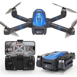 Toladrone TL16 Drone con Telecamera 4K per Adulti, Posizionamento Ottico del Flusso Motore Senza Spazzole Controllo Gestuale Droni per Principianti Quadcopter RC Pieghevole, Blu