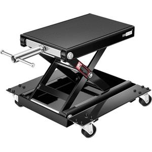 VIVOHOME Cavalletto Moto Sollevatore 500KG Carrello Sposta e ATV Forbice in Acciaio con Carrello e Manovella per Riparazione Garage