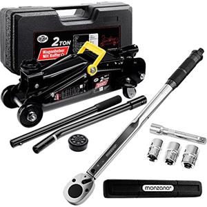 Deuba Cric Idraulico a Carrello 2t 135-330 mm Cambio Gomme Chiave Dinamometrica 6pz. 1/2' 40-210Nm