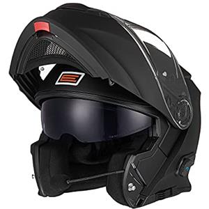 ORIGINE Casco Moto Modulare Bluetooth Omologato ECE Voice Dial Casco Moto Chiamata Vivavoce (SOLID MATT BLACK,M)