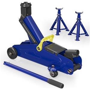 Wiltec Set cric Sollevatore + 2 cavalletti Max 2t Altezza Regolabile