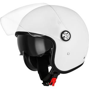 Favoto Casco Moto Jet Aperto - Casco Scooter con Doppia Visiera Parasole 3/4 per Adulti Uomo e Donna Traspirante Omologato ECE 22.06 L (59-60cm) Bianco