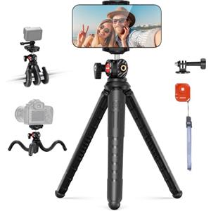 NEEWER Mini Treppiede per iPhone con telecomando, cavalletto flessibile per Smartphone Vlog Selfie Stick con supporto per telefono e adattatore per action camera compatibile con fotocamera digitale