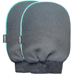 aZengear Guanto Esfoliante (Coppia), Mitt di Scrub Doccia Bagno Coreano per la Pulizia Profonda dei Pori - Rimozione della Pelle Morta, dell'Autoabbronzante Spray, della Cheratosi Pilare, Nero