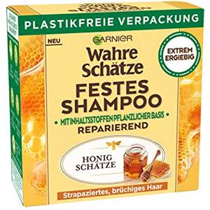 Garnier Shampoo solido, shampoo al miele con cera d'api, rinforza, protegge e nutre i capelli danneggiati e fragili, veri tesori, 60 g