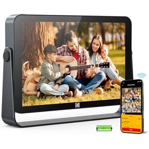 KODAK Cornice Digitale WiFi 10.1 Pollici, Batteria Integrata 4000mAh, Schermo Touch IPS G+G HD 1920x1200, WiFi Dual-Band, Memoria 32GB, Condivisione Istantanea di Foto, Musica e Video