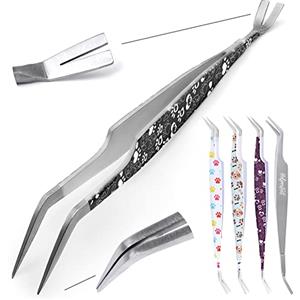 Helperfect 2in1 Pinzetta Zecche Cane e Gatto in Acciaio Inox | Rimuovi Zecche Composto da una Ganci e Pinzette per Zecche | Applicazione Affidabile e Facile Contro le Zecche di Qualsiasi Dimensione