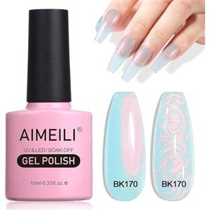 AIMEILI HEMA FREE Pearl Shell Smalto per Unghie, Bianco Perlato Smalto Semipermanente per Unghie Glitter Shimmer Mermaid Gel Soak Off UV LED Effetto Perla e Effetto Spirale - (170) 10ml