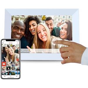 PRIXTON Cornice Fotografica Digitale con WiFi Prado, Touch screen da 10" HD, 1GB/16GB, 2 altoparlanti incorporati, Connessione tramite App, USB, SD, Colore Bianco