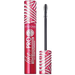 Deborah Milano - Mascara Like a Pro con Acido Ialuronico, Mascara Nero Allungante e Idratante, Finish Lucido, Scovolino a Spirale per Applicazione Precisa e Senza Grumi, Effetto Lash Extension, 13ml