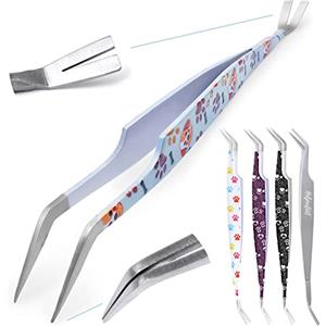 Helperfect 2in1 Pinzetta Zecche Cane e Gatto in Acciaio Inox | Rimuovi Zecche Composto da una Ganci e Pinzette per Zecche | Applicazione Affidabile e Facile Contro le Zecche di Qualsiasi Dimensione