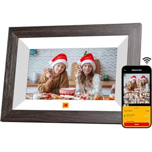 KODAK Cornice Digitale WiFi Cornice Foto Digitale, 7 Pollici HD IPS Touchscreen, Legno Cornici Elettronica con 32GB di Memoria, Portafoto Digitale Condivisione di Foto/Video via APP o Cavo di USB C