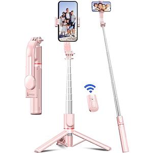 SelfieShow 106cm Bastone Selfie, Selfie Stick Estensibile in Alluminio con Telecomando Bastone Selfie Treppiede Rinforzato e Stabile Rotazione a 360° Compatibile con Android e iPhone Telefono (Rosa)