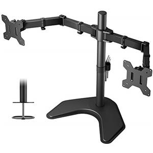 BONTEC Supporto Doppio Monitor per Schermo da 13"-27", Supporto autoportante da scrivania per 2 monitor LCD LED, VESA 75x75mm e 100x100mm, Max fino a 10kg