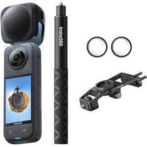 Insta360 X4 Pack Ciclismo (Indipendente) - Action Cam 360° 8K Impermeabile, Video Grandangolari in 4K, Effetto selfie stick invisibile, Autonomia Batteria 135 min, Editing IA, Stabilizzazione, Sport