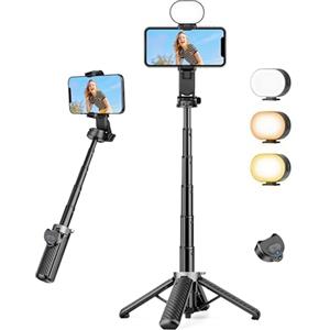 Victiv Mini Bastone Selfie con Luce, Treppiede Smartphone Leggero e Compatto con Telecomando, Portatile Selfie Stick iPhone Tripode Cellulare Compatibile con iPhone 17/16/15/14/13/12 Samsung & Huawei