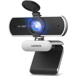 UGREEN Webcam Full HD 1080P 30FPS USB A PC Camera 2 Microfono Incorporato 85°Angolo di Visione per Windows MacOS Linux Supporto Youtube Streaming Skype Video Zoom Videoconferenze(Grigio Argento)