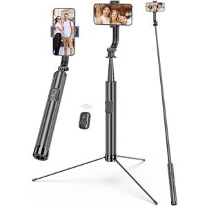 SelfieShow 191 CM Bastone Selfie, Treppiede per Telefono in Alluminio Treppiedi Selfie Stick 4 in 1 con Telecomando Staccabile, Treppiede Smartphone da Viaggio Compatibile con iPhone15/14/13/12/Samsung/GoPro