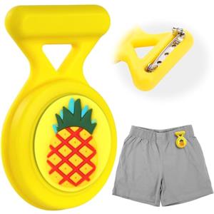 AXFEE 1 Pezzi Portachiavi AirTag, Localizzatore di Chiavi AirTag Portatile per Zaini e Animali Domestici, Cover Protettiva Anti-Perso, Anti-graffio Custodia Airtag Nascosta con Spilla(Ananas)