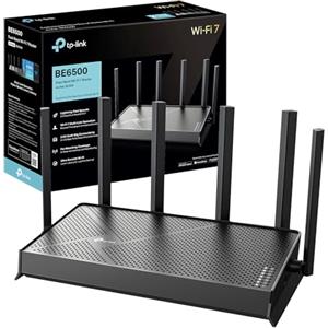 TP-Link Archer BE400 Router Wi-Fi 7 Dual-Band BE6500Mbps, 2.5G WAN, 2.5G LAN, 3 Porte 1G LAN, 4K-QAM, MLO, MU-MIMO, Beamforming, 6 Antenne Esterne, Home Shield, IoT, Compatible con EasyMesh
