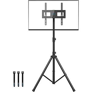 BONTEC Porta TV a Treppiede per Piatti e Curvi da 32-60 Pollici al Plasma/LCD/LED, Altezza di Inclinazione Regolabile Porta TV Portatile da Pavimento fino a 45kg, VESA 400x400mm per Soggiorno, Ufficio